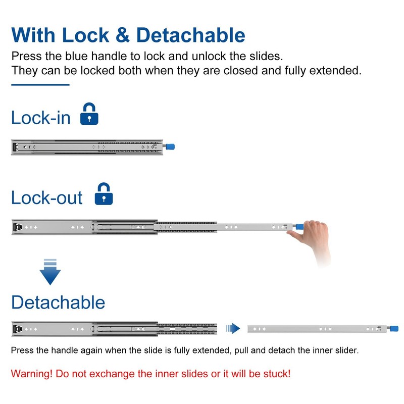 VADANIA 40" Heavy Duty Drawer Slide with Lock #VD2053, 2"