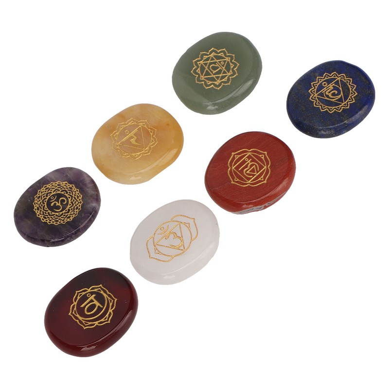 7 Pcs Rune Stones Set Different Color Smoother Yoga Stone