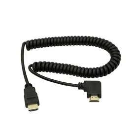 CERRXIAN HDMI Male to HDMI Left Angle HDMI Male to HDMI Male Gold Plated Converter Adapter Coiled Cable Support 2K 4K (30Hz) Audio Return (HDMI Link Angle)