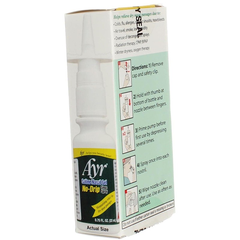 Ayr Saline Nasal Gel No-Drip Sinus Spray 0.75 oz (Pack