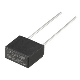 sourcing map 20Pcs DIP Mounted Miniature Square Slow Blow Micro Fuse T5A 5A 250V Black