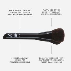 Saie Powder Blush Brush - Fluffy, Tapered Pressed or Loose Powder Brush for Easy Pickup, Diffused Application + Minimal Fallout - Made with Vegan, Cruelty-Free Synthetic Bristles (1 Count)