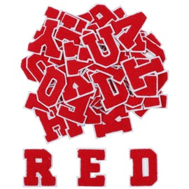 HTVRONT 52PCS Chenille Letter Iron on Patches Red Iron on Letters Patches for Clothing A-Z, Chenille Letters for Clothes, Dress, Hat, Socks, Jeans, DIY Accessories