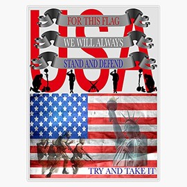 HOF Trading Veterans/Support Our Troops | American Flag Vinyl Sticker Waterproof Decal Laptop Wall Window Bumper Sticker 5"