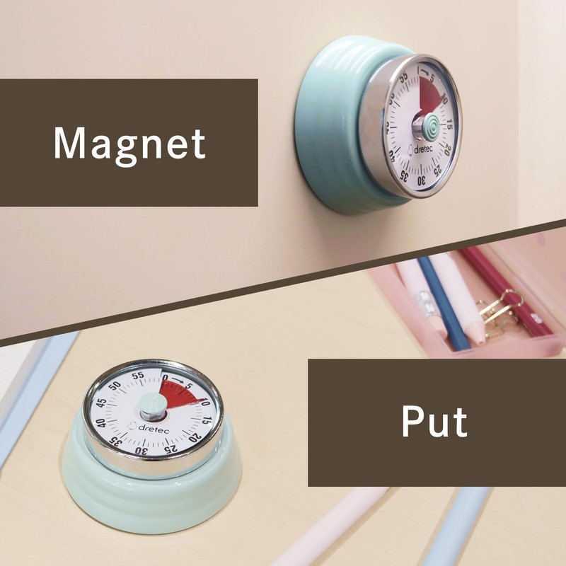 dretec Kitchen Timers, 60 Minute Mechanical Visual Timer Outlet Magnetic