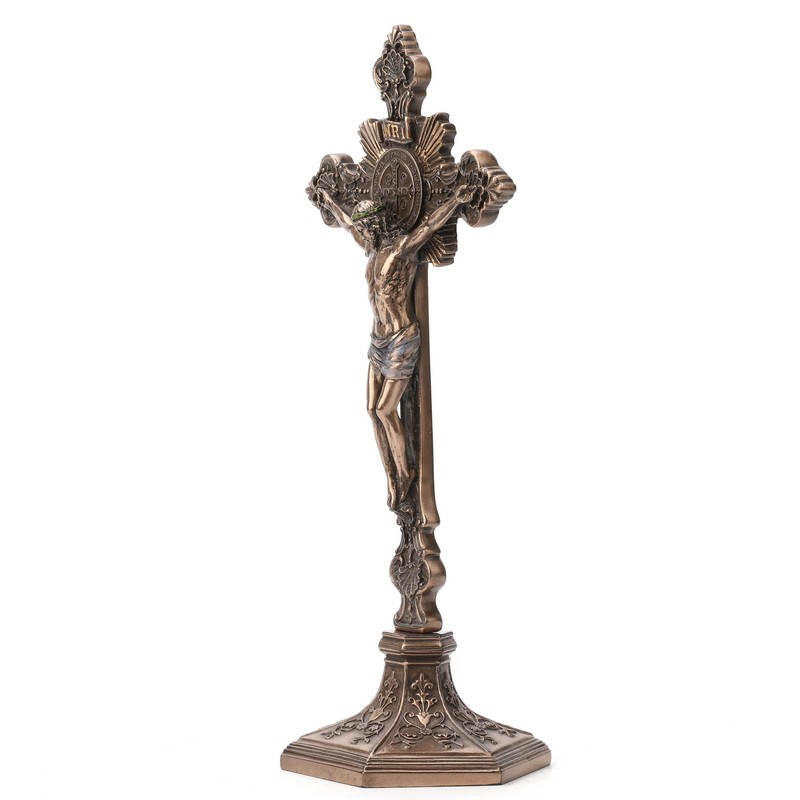 Veronese Design 9 5/8 Inch Saint Benedict Crucifix With Stand