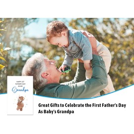 JUESMOS Lovely Bear Happy First Father’s Day for Grandpa Funny Grandpa Fathers Day Card from Baby Boy Girl Grandson Granddaughter Happy 1st Father’s Day as My Grandpa Card with Envelope
