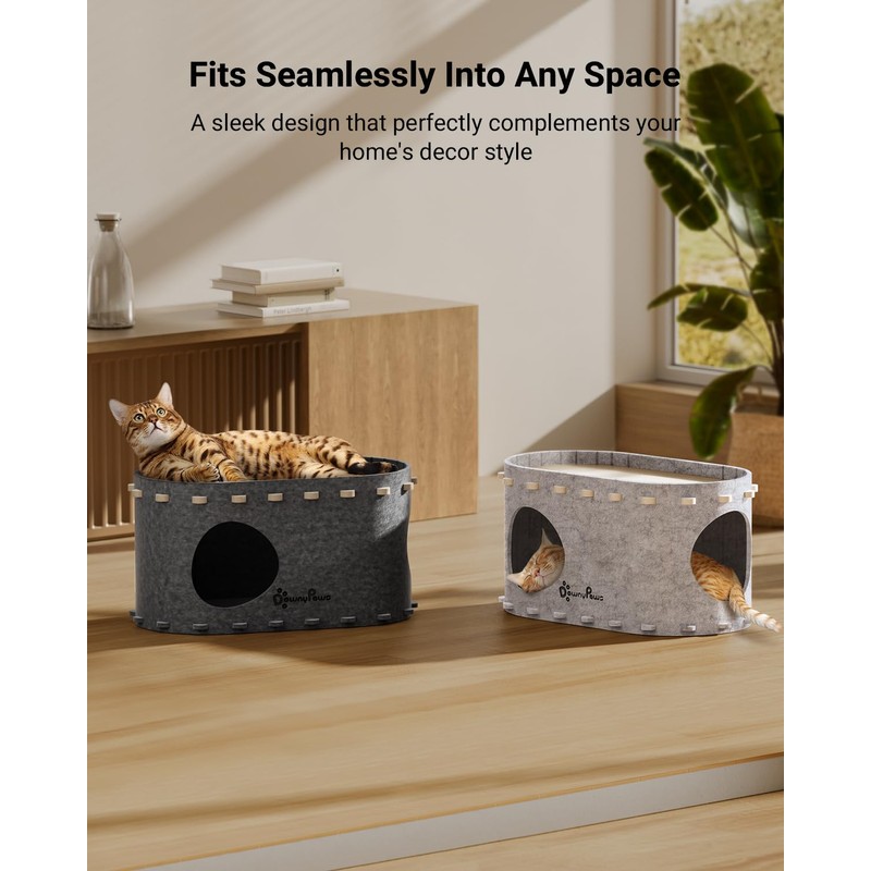 DownyPaws Cat House for Indoor Cats, Cat Bed Cave for