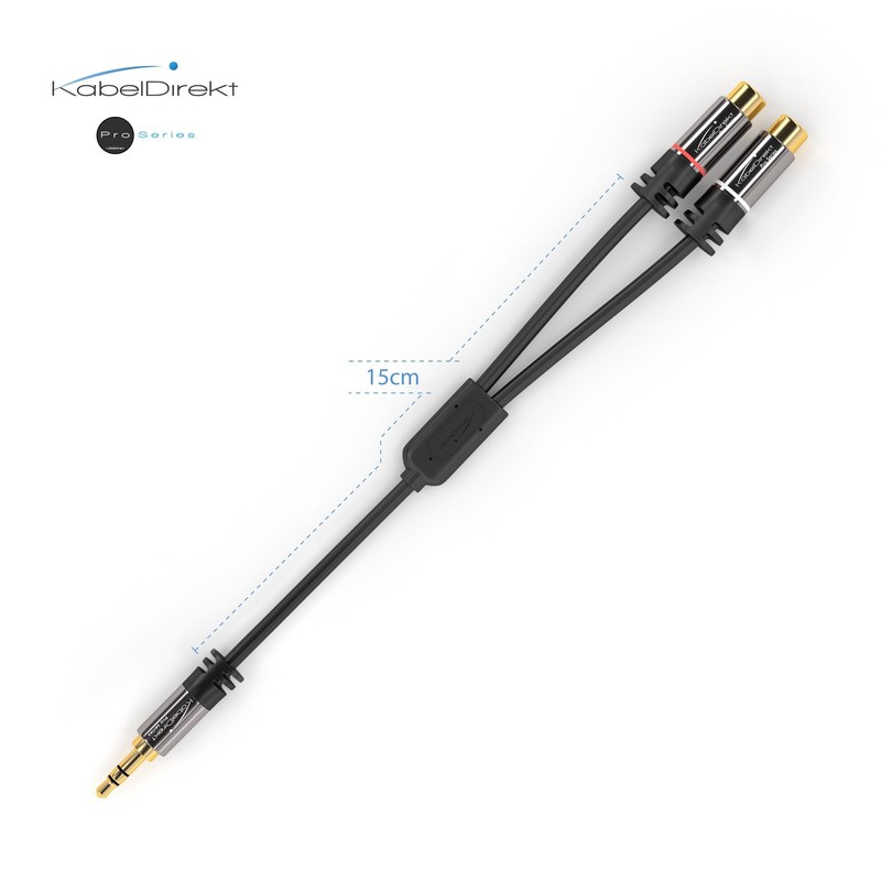 KabelDirekt – 0.2m 3.5mm to RCA Adapter (Adapter 2 x