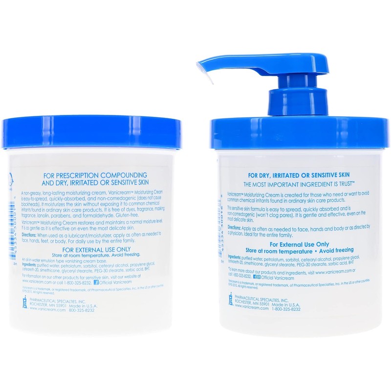 Vanicream Moisturizing Skin Cream with Pump Dispenser Plus Bonus Jar