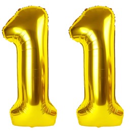40 Inch Gold Balloon Number 11 Balloon,Jumbo Mylar Foil Helium Balloon for 11 Birthday Digital Balloons for Birthday Party,Wedding Anniversary Party Decorations