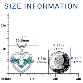 Eusense Hummingbird Necklace for Women Mom Men Hummingbird Gifts Heart Necklace Moonstone 925 Sterling Silver Hummingbird Bird Pendant Jewelry