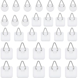 30 Pcs Adhesive Picture Hanger Picture Hanging Hooks Stick On Picture Hangers Plate Hanger for Wall Invisible Plate Hangers for Hanging Pictures Without Nails for Home Wall Art Picture Photo Frame