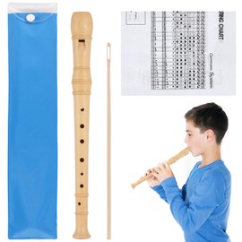 Wooden Recorder, Children's Recorder, 8-Hole Flute with Cleaning Rod Handle Guide, Pitch Adjustable Soprano Recorder, Wooden Recorder in German for Beginners Style