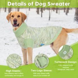 On The Roll Pet Clothing,Turtleneck Dog Sweater,Sweaters for Dogs Boys and Girls,Pullover Dog Sweaters,Pet Knitted Clothes,Fit for Different Kinds Dogs,for Spring,Autumn and Winter(Green XL)