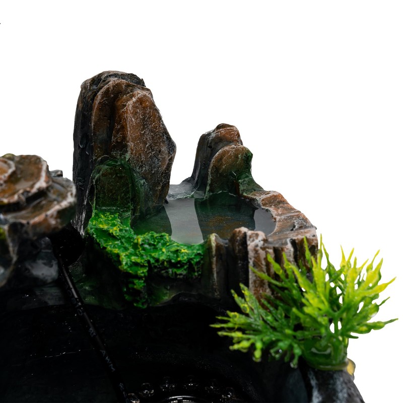 TITIDU Desktop Waterfall Bonsai Mini Rock Fountain w/LED Lights &