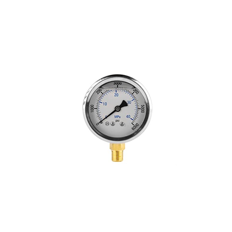 Pressure gauge for paint sprayers, connection from below 400 bar,