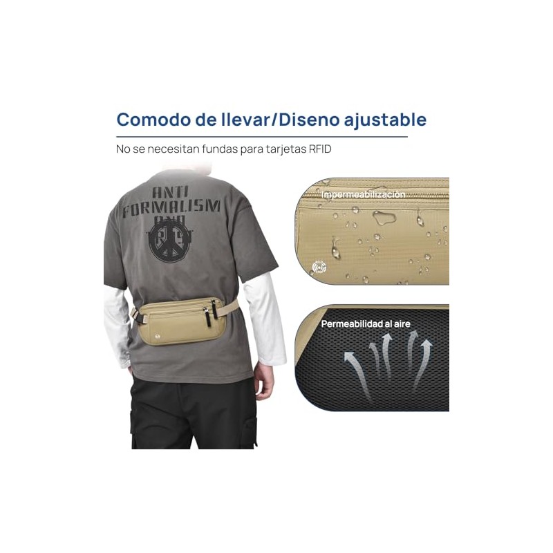 Cangurera de Viaje 2 Piezas, Cinturón de Viaje con Bloqueo