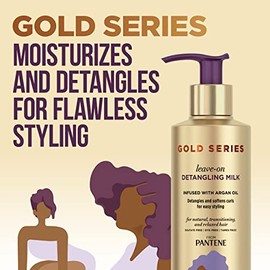 Pantene Gold Series Argan Oil, Sulfate Free, Leave In Detangling Milk And Conditioner For Natural And Curly Hair, 7.6 FL OZ (Pack of 12)