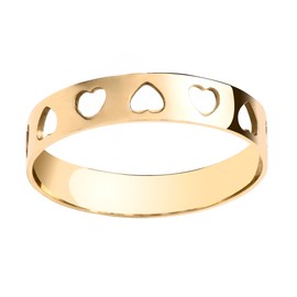 Old English Jewellers 9ct Yellow Gold Cut Out Heart Band Ring size J K L M N O P Q R S T U (L)