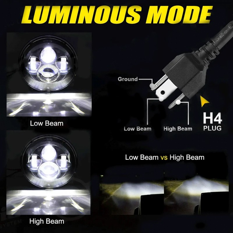 Unbranded Chrome 7" LED Headlight + Passing Lights For Harley