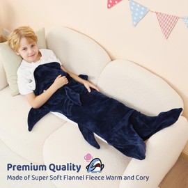 Viviland Shark Blanket for Kids Super Soft Plush Kids Shark Blanket Bag for Shark Boy, All Seasons, Gift Idea for Shark Costume