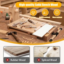 GEYOPMID Woodworking Vise, Wood Bench Vise Woodworking Woodworker Bench Vice QuickHard Wood Vise for Workbench with 4 Bench Dogs and 2 Clip for Garage Studios