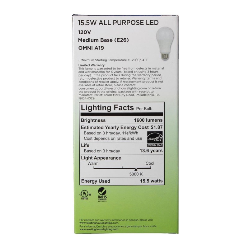 Westinghouse Lighting 5079000 100-Watt Equivalent Omni A19 Daylight LED Light