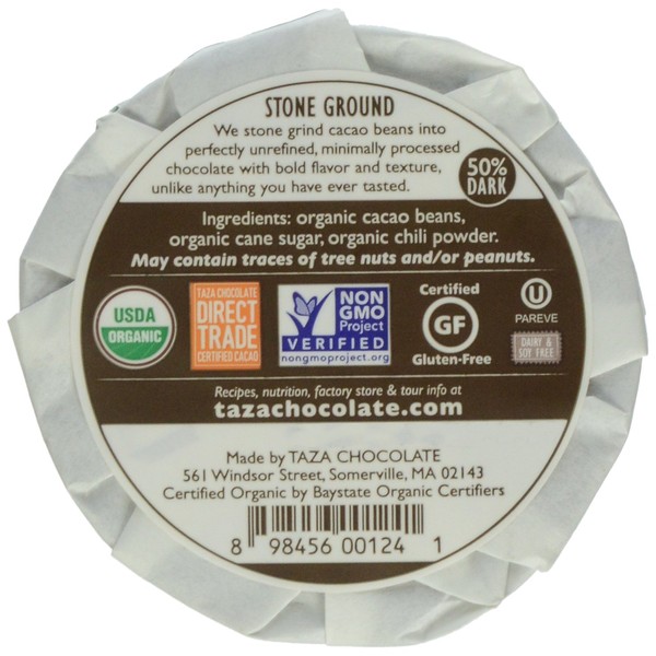 Taza Chocolate Organic Mexicano Disc 50% Dark Chocolate, Guajillo Chili, 2.7 Ounce (1 Count), Vegan