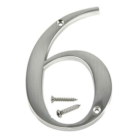 Distinctions by Hillman 843326 4-Inch Brushed Nickel Flush-Mount House Number 6