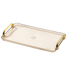 Waltsun Acrylic Serving Tray with Handles ottoman Countertop Decorative Tray Serving Tray Spill-Proof Tray for Coffee Table Living Room Bedroom16 x 9 x 0.8 inches (Amber)