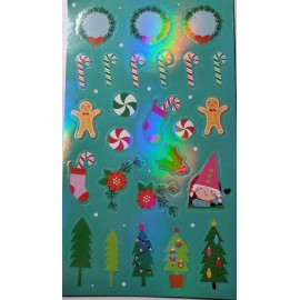 Unbranded 2 sheets - Holographic Holiday Wreaths, Candy,  and Christmas Trees