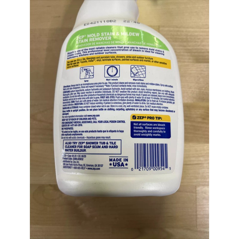 Zep (2 PACK) ZEP Mold/Mildew Stain Remover Spray 32 Oz