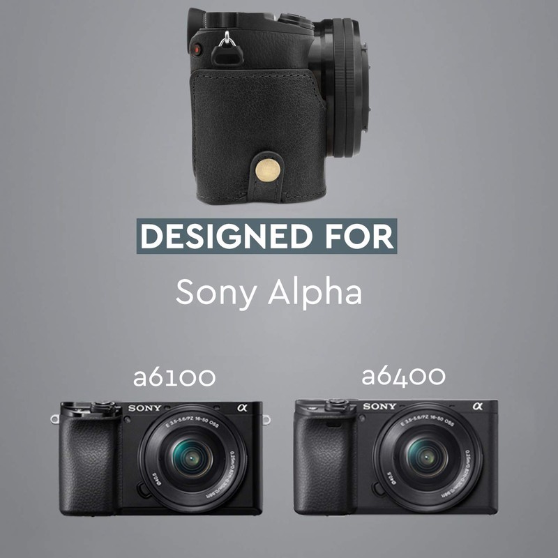 MegaGear MG1641 EVER READY BLACK GENUINE LEATHER CAMERA CASE COVER