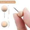 100Pcs Wooden Push Pins,Round Head Thumb Tacks for Cork Board,