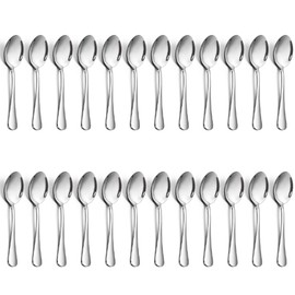 Joyfair Teaspoons Set of 24, Stainless Steel Dessert Spoon Set, Coffee Spoons/Cutlery Spoons Ideal for Coffee Tea Ice Cream Dessert in Home Kitchen Restaurant, Dishwasher Safe (5.4 Inch, 13.5cm)
