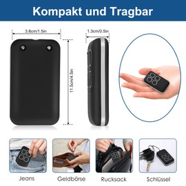 Vusddy Pack of 2 868 MHz Garage Door Remote Control, Compatible 868 MHz, 4 Channel Wireless Remote Control, Garage Door Opener Universal 868 MHz