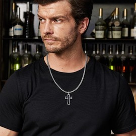 PDTJMTG Kreuz Kette Herren 925 Silber Kreuzkette Herren