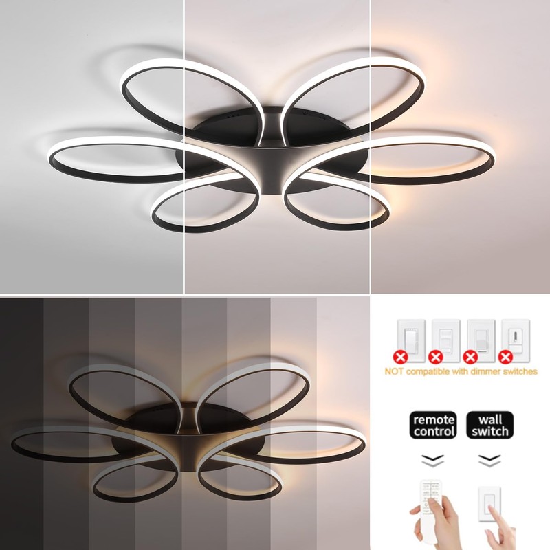 Oliterlux Modern LED Ceiling Light Fixture Black Flush Mount Ceiling