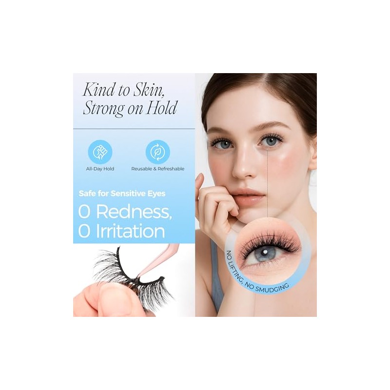 LASHVIEW Pestañas autoadhesivas de aspecto natural, 5 pares de pestañas