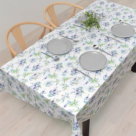 Style Decor W4700720 Tablecloth, 100% Cotton, Fashionable, Rectangle, Nordic, 56.9 x 82.7 inches (142 x 210 cm), Standard, Floral Pattern, Botanical, Blue