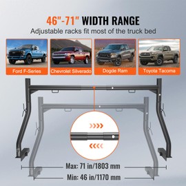 Happybuy Truck Framework, Adjustable 46-71inch Scaffold Rack, 800 lbs Load-Bearing Steel Rack for Truck, Installation-Free J-Bolts, Robust Truck Bed Framework for Kayak, Surfboard, Wood, Ladder