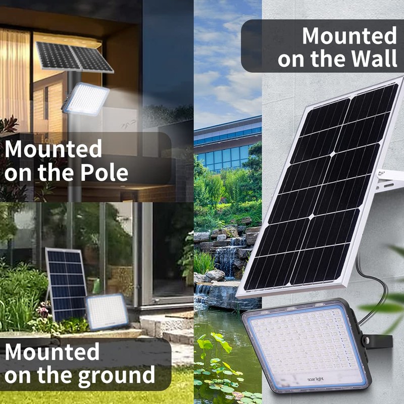 Gebosun 2 Pack 100W Solar Flood Light Outdoor, 13000LM 6000K