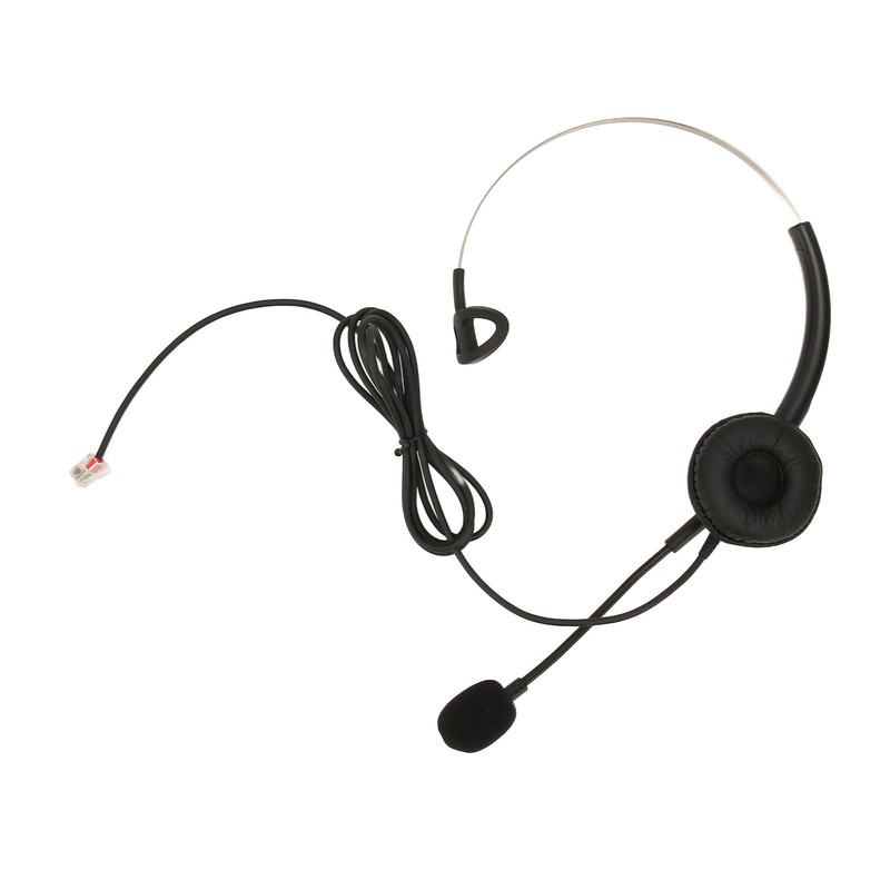 Telephone Headset Single Ear Professional Noise Canceling Adjustable Wired Phone