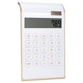 Solar Calculator, Lcd Display Easy To Read Slim Elegant Desk Calculators Compact Size Convenient For Carrying for Students Office Business Home(white)