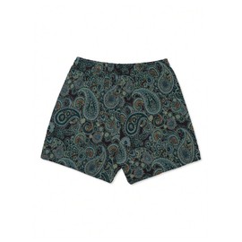 Verdusa Men's Boho Paisley Summer Vacation Shorts Drawstring Waist Casual Shorts with Pockets Green Medium