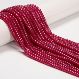 JM Design 3x4mm Genuine Natural Red Ruby Gemstone Smooth Rondelle Stone Beads for Bracelet Jewelry Making