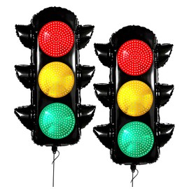 Leeroodecor 2Pcs Traffic Signal Balloons for Race car Birthday Party Decoration, Traffic Balloons, Building Vehicle Birthday Party Supplies, Two Fast Theme Party Decoration