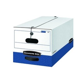 Bankers Box FEL00011 Liberty Storage Boxes, String amp; Button, Letter Size, 10quot;H x 12quot;W x 24quot;D, White amp; Blue, 12 Per Carton by Bankers Box