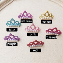 JJLFresheners Pink Pet Small Dogs Cat Faux Pearl Crown Pet Grooming Supplies, Crown Shape Bows Hair Clips Dog Accessories